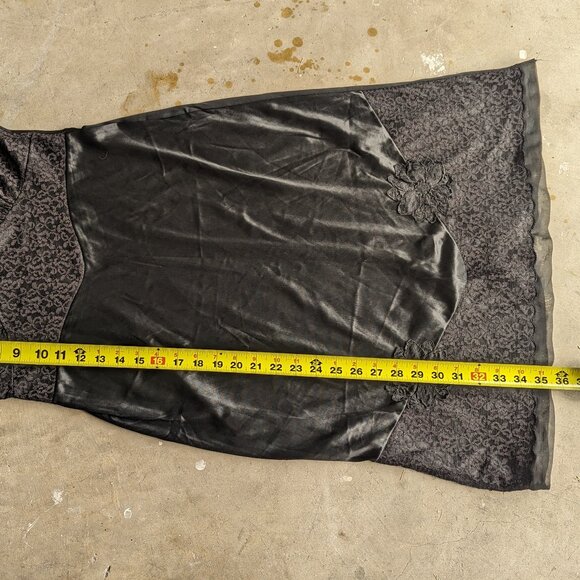 Movie Star Black Nylon Full Slip Dress  Womens With Lace Detail Vintage - Picture 9 of 11